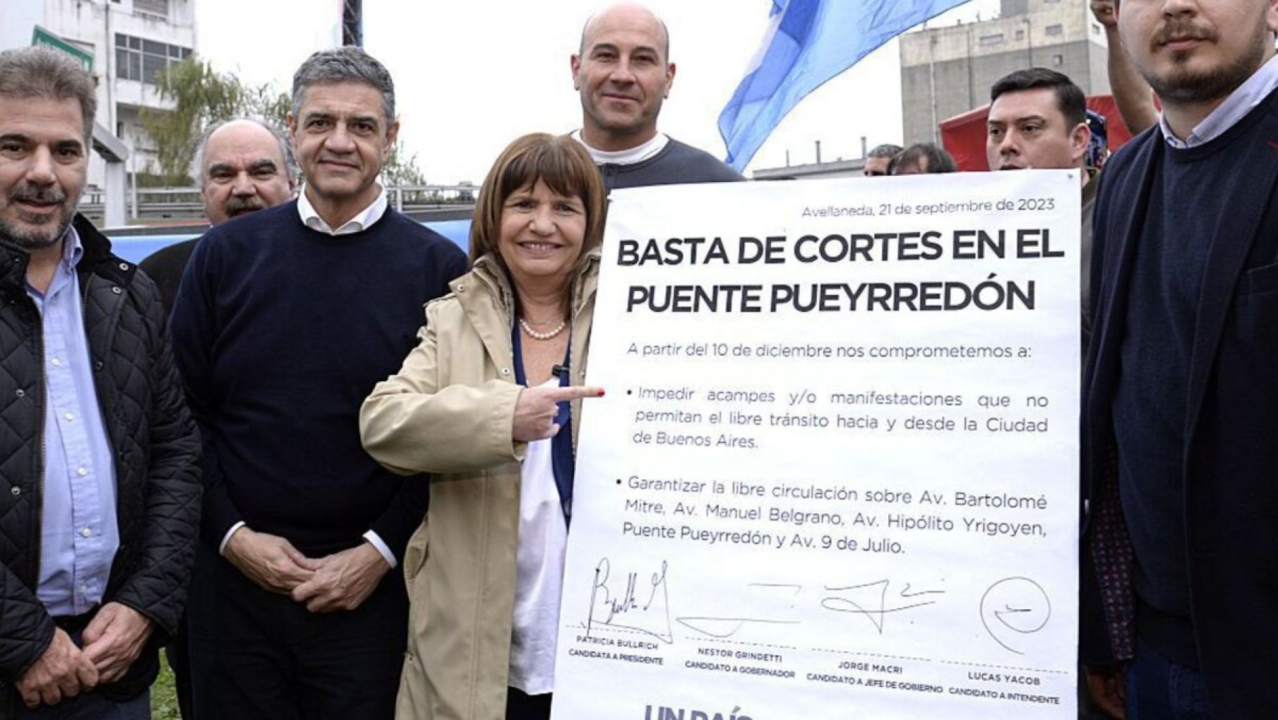 Bullrich y Jorge Macri firmaron un acta para terminar con los cortes en el Puente Pueyrredón