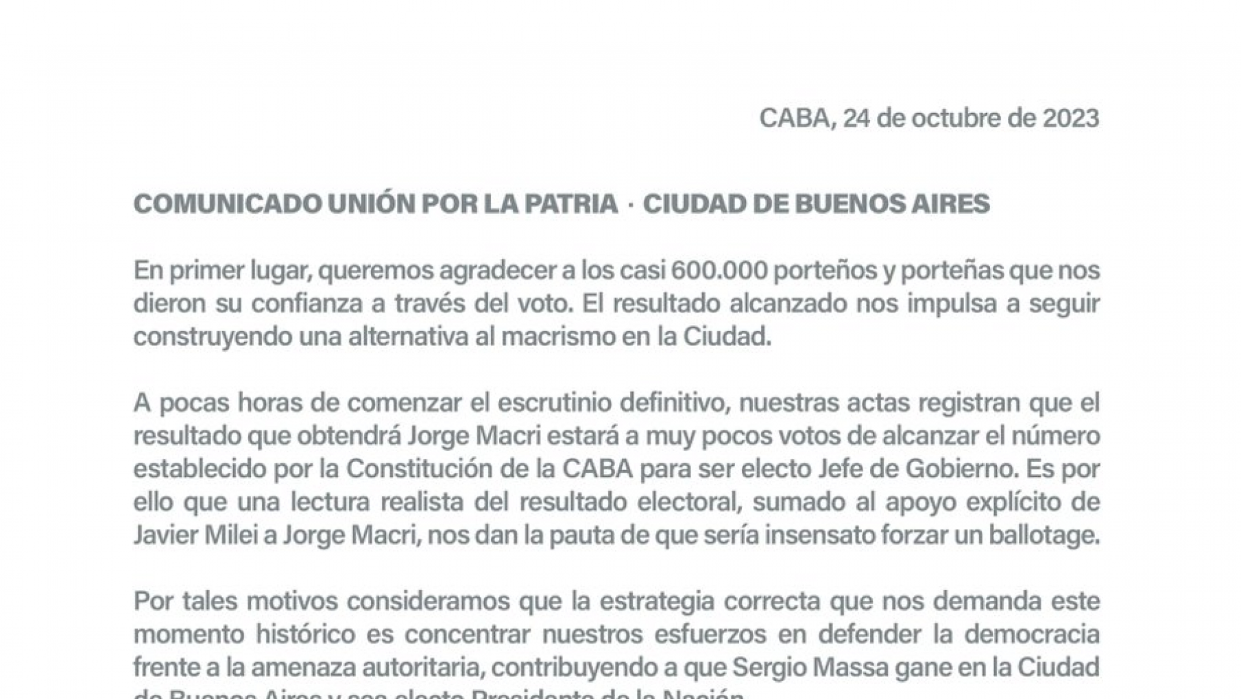No habrá balotaje en la Ciudad, Jorge Macri es el nuevo Jefe de Gobierno