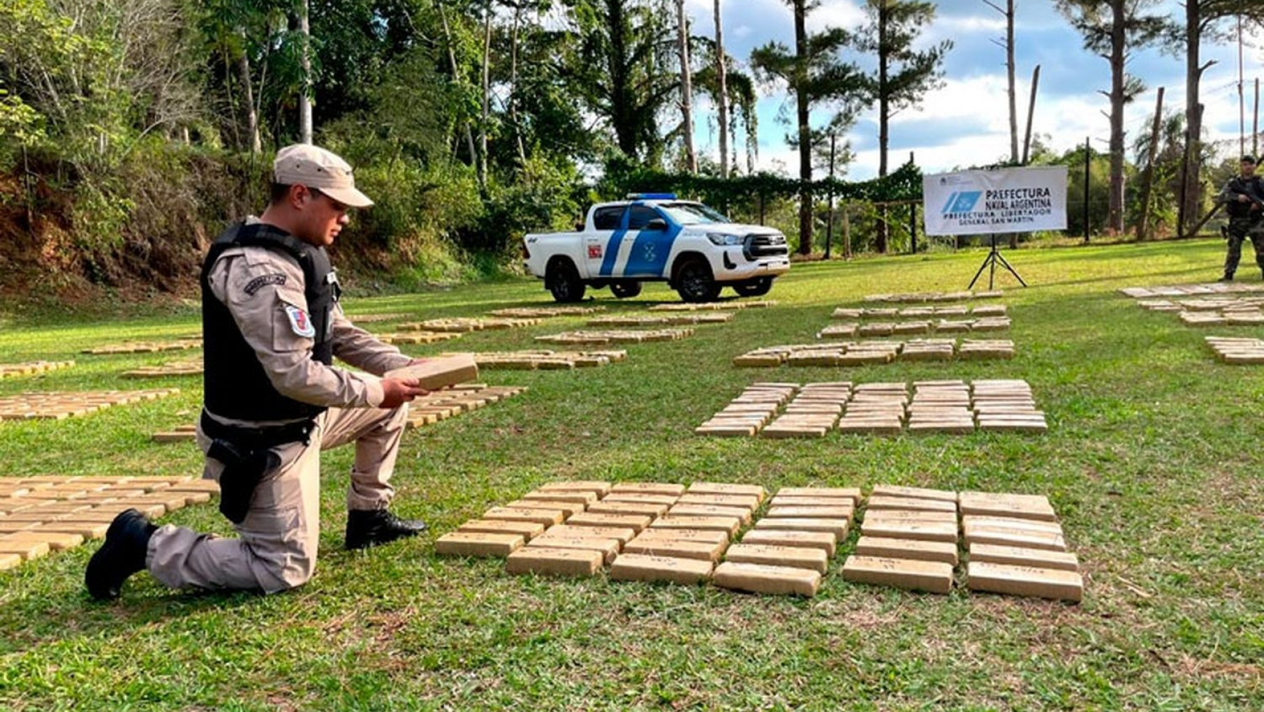 La Prefectura incautó en Misiones un cargamento de 1780 Kg de droga