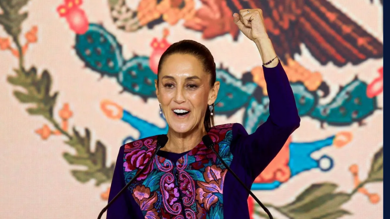 La presidenta de Mexico , Claudia Sheinbaun celebro su primer año en el poder