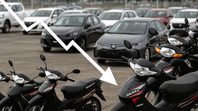 Fuerte caída de patentamientos de autos y motos en Argentina