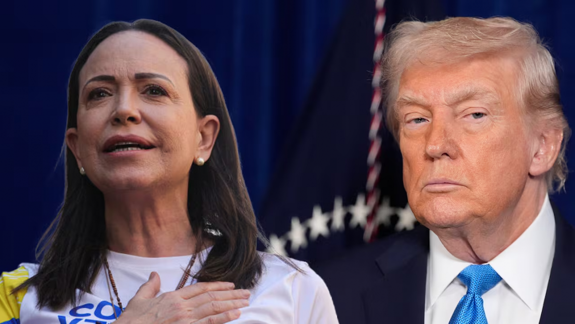 Corina Machado ofrece "regalar" parte de su Nobel de la Paz a Trump tras quedar fuera de la transición venezolana